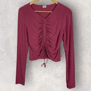 Aritzia Wilfred Lynx Ruched Long Sleeve Top Womens Size Large Modal Style #91726